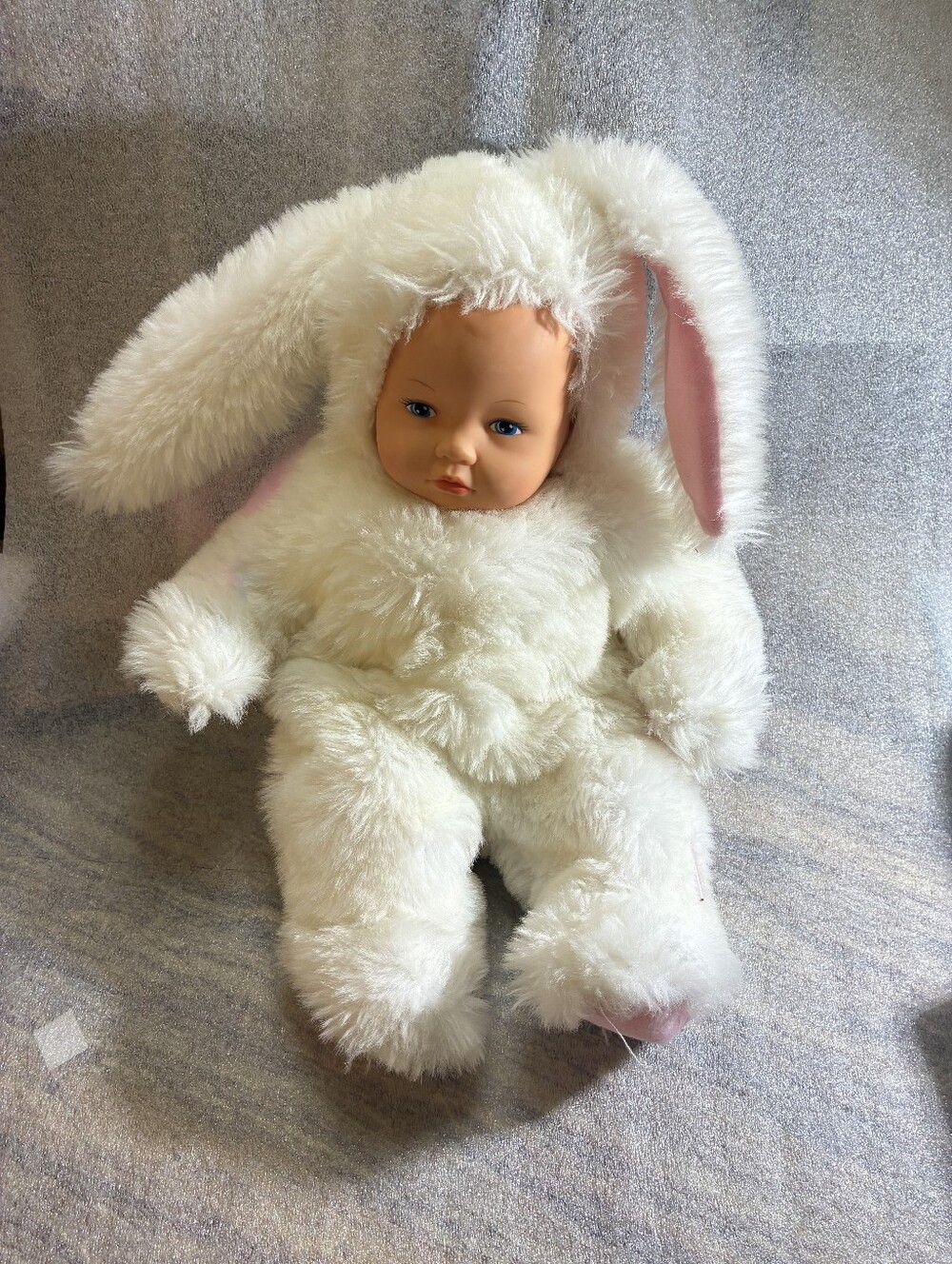vintage Anne Geddes "Baby Bunnies" white rabbit plush doll